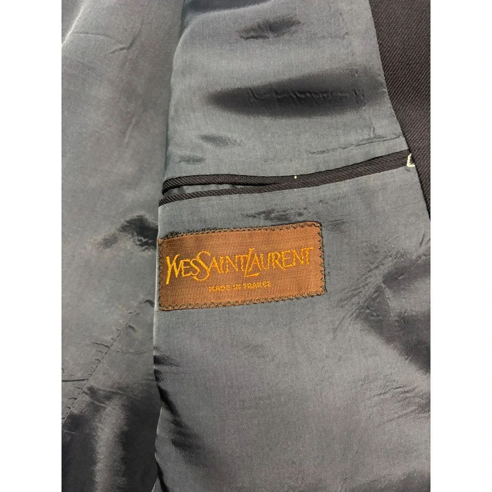 vtg Yves Saint Laurent 38R Navy Blue Blazer Jacket Sport Suit Coat Gold Buttons